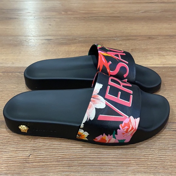 Versace FLORALMANIA Leather Slides - Picture 5 of 6